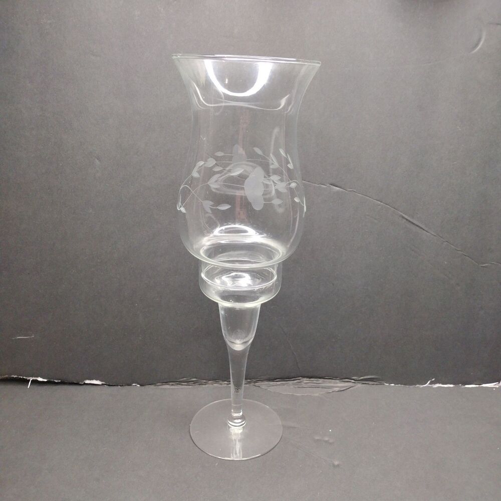 Princess House HERITAGE #428 Pillar Candle Holder Hurricane Lamp 2 Piece